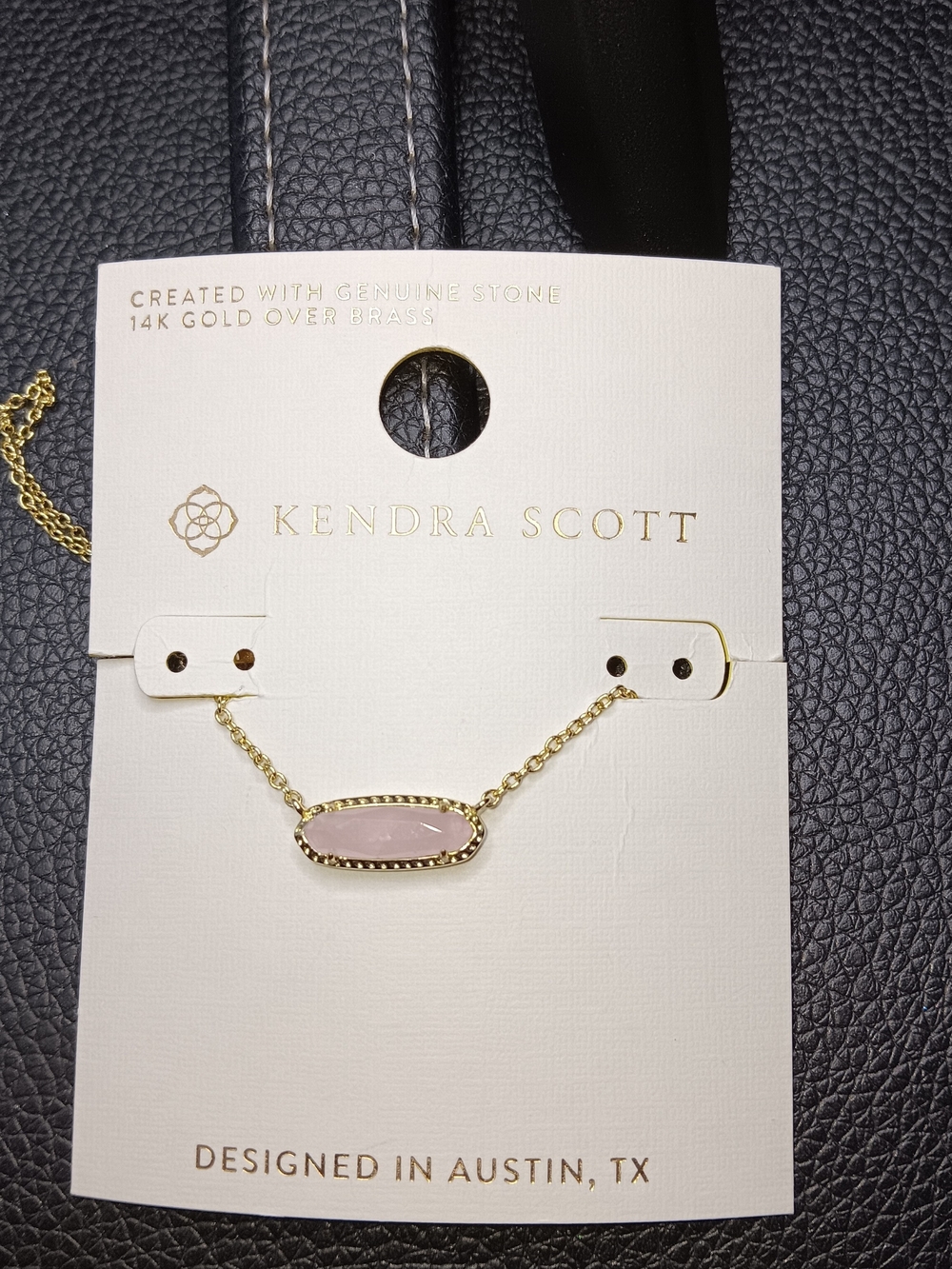 Kendra Scott Gold Necklace with Light Pink Stone